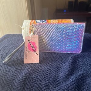 Betsey Johnson  sliver wristlet snake skin print